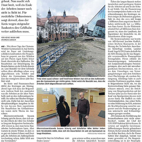 Längere Bauzeit, höhere Kosten – im Gymnasium herrscht dicke Luft - 04.03.2020