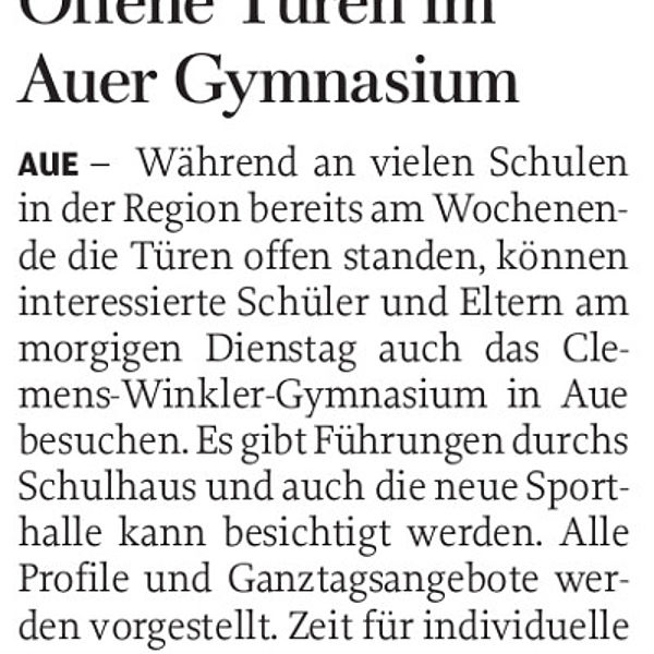 Offene Türen im Auer Gymnasium - 11.02.2019