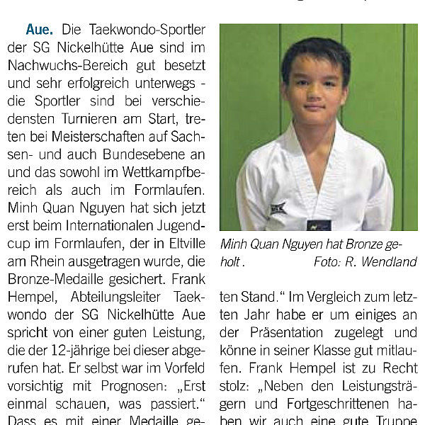 Bronze für Auer Minh Quan Nguyen - 05.11.2016